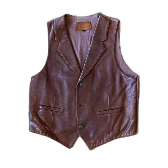 Vintage Villa Classico Brown Leather Button Up Vest Tank  Mens Size XL - Picture 2 of 9